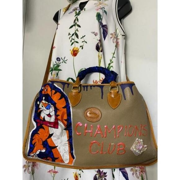 Dooney And Bourke Vintage Large Customized Blue Brown Leather Cross Body… - Picture 9 of 12